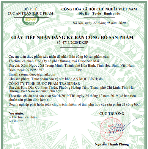 Cảnh báo của Bộ Y tế đối với Công ty Cổ phần Thương mại Dược Sao Mai