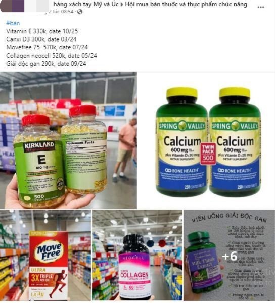 Thực phẩm chức năng xách tay được quảng cáo rầm rộ (ảnh chụp màn hình). Thực phẩm chức năng xách tay được quảng cáo rầm rộ (ảnh chụp màn hình).