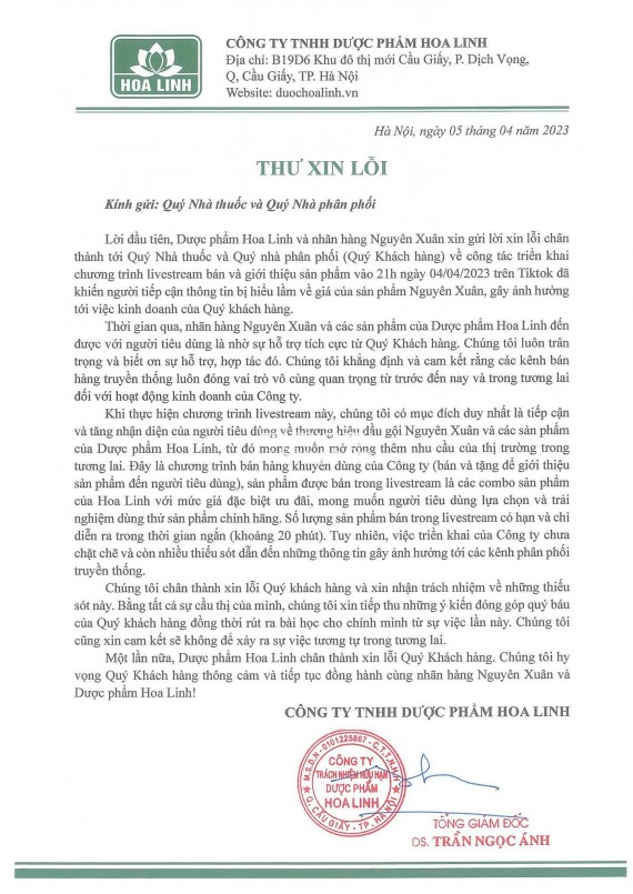 Dược phẩm Hoa Linh nói gì về sản phẩm nhãn hàng Nguyên Xuân với giá công khai 11 -18 nghìn đồng tại xưởng