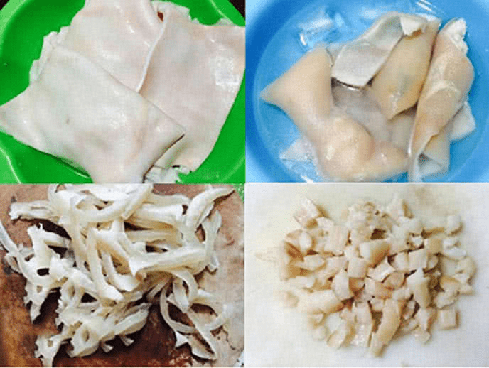 Sơ chế bì và mỡ lợn trước khi làm nem Phùng Sơ chế bì và mỡ lợn trước khi làm nem Phùng