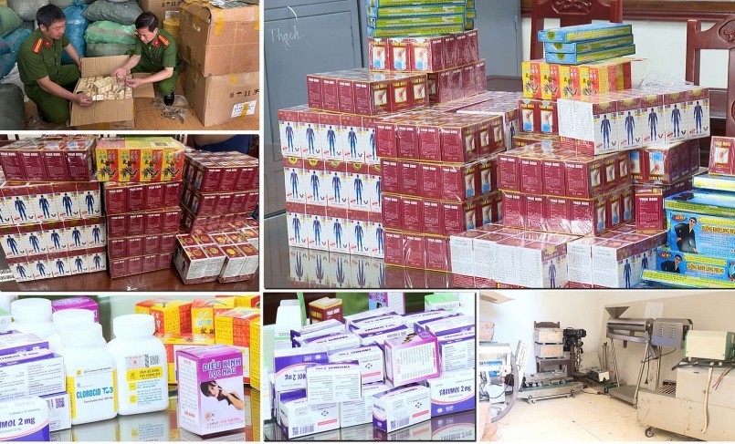 Lực lượng công an kiểm tra thuốc tân dược giả Lực lượng công an kiểm tra thuốc tân dược giả