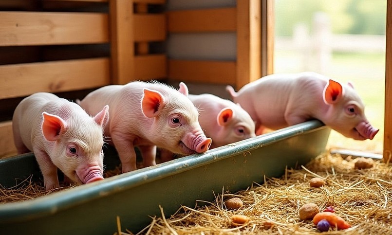 Heo con trong chuồng nuôi an toàn sinh học – hướng đi phổ biến trong mô hình chăn nuôi hiện đại, giúp kiểm soát dịch bệnh và nâng cao hiệu quả kinh tế.