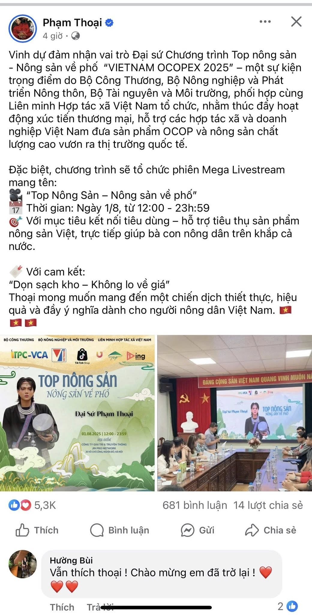 Tiktoker Phạm Thoại đăng tải bài viết và video thông báo về sự trở lại của mình trong vai trò mới. Ảnh chụp màn hình.