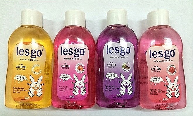 Nước súc miệng Lesgo trẻ em bị thu hồi. Ảnh: Chụp màn hình