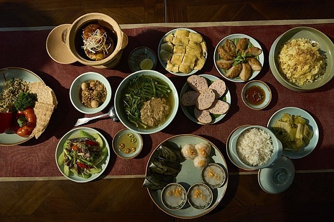 Mâm cơm mừng Tết Độc lập. Ảnh: Hải An Mâm cơm mừng Tết Độc lập. Ảnh: Hải An