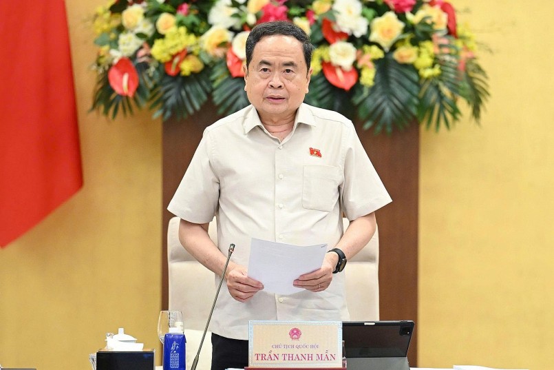 Chủ tịch Quốc hội Trần Thanh Mẫn phát biểu tại phiên họp Ủy ban Thường vụ Quốc hội.
