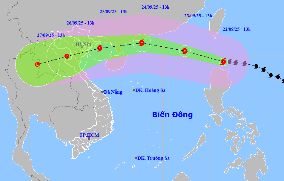 Dự báo, khoảng tối nay (22/9), bão Ragasa sẽ đi vào Biển Đông, trở thành cơn bão số 9 trong năm 2025.
