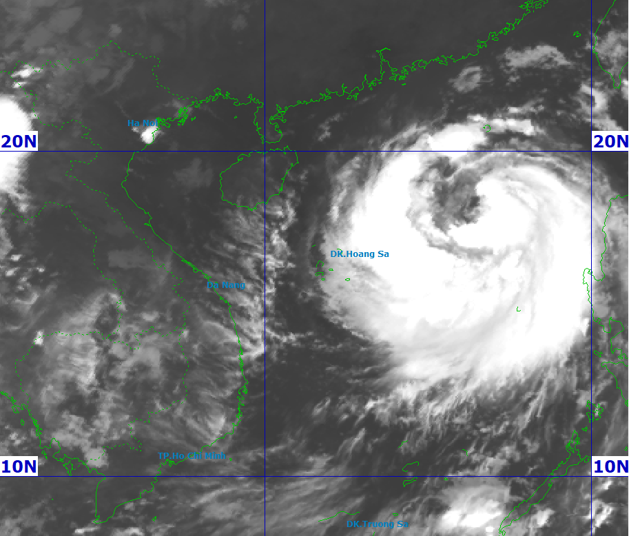 Hình ảnh vệ tinh cơn bão lúc 7h hôm nay. Ảnh: NCHMF Hình ảnh vệ tinh cơn bão lúc 7h hôm nay. Ảnh: NCHMF