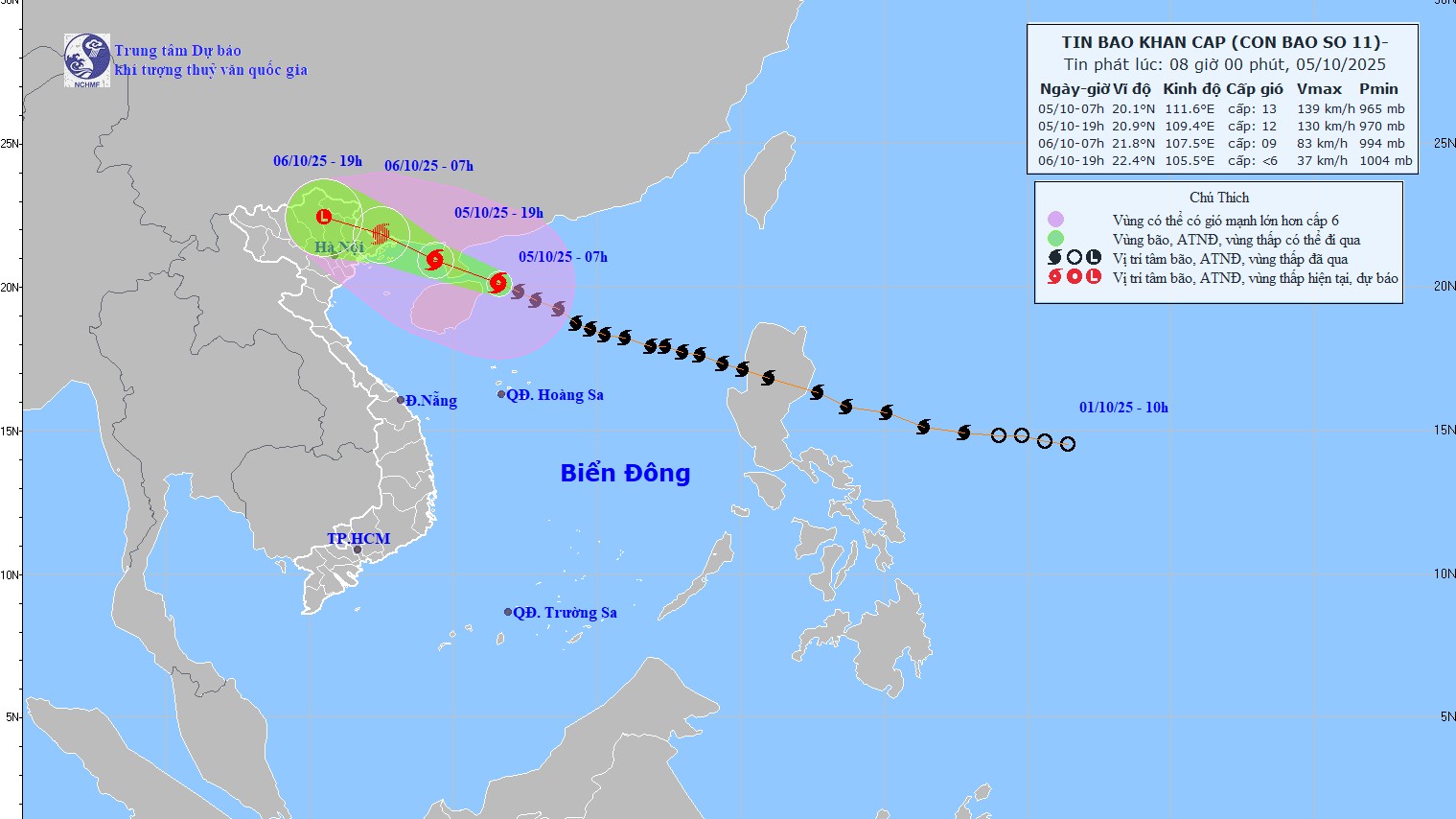 Bão Matmo tiến sát biên giới Việt - Trung, mưa lớn miền núi Bắc Bộ