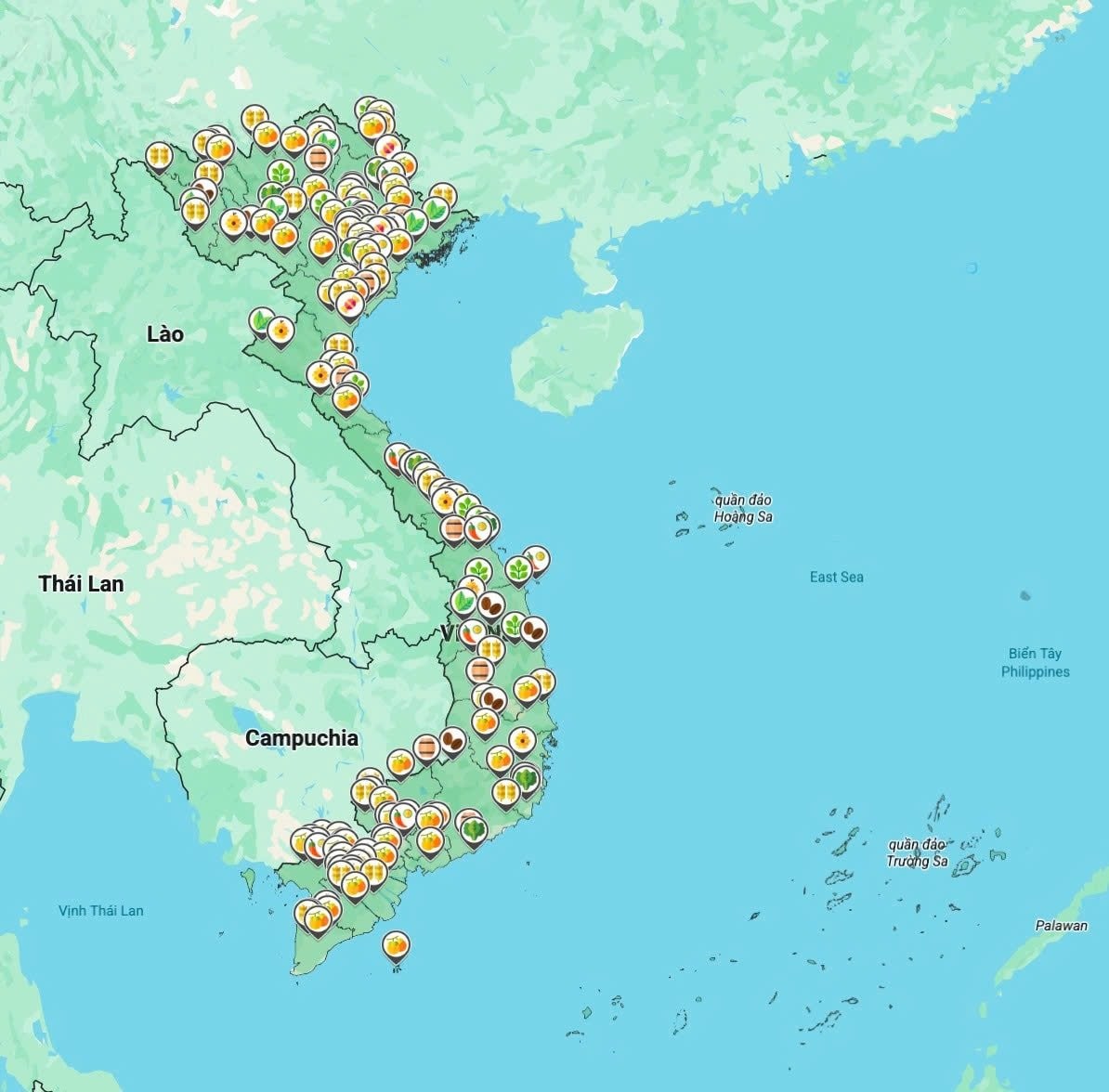 Bản đồ nông sản số giúp khách tham quan dễ dàng tra cứu đặc sản của 34 tỉnh, thành phố. Bản đồ nông sản số giúp khách tham quan dễ dàng tra cứu đặc sản của 34 tỉnh, thành phố.