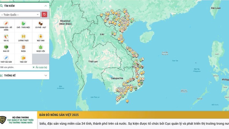 Giao diện Bản đồ nông sản Việt. Giao diện Bản đồ nông sản Việt.