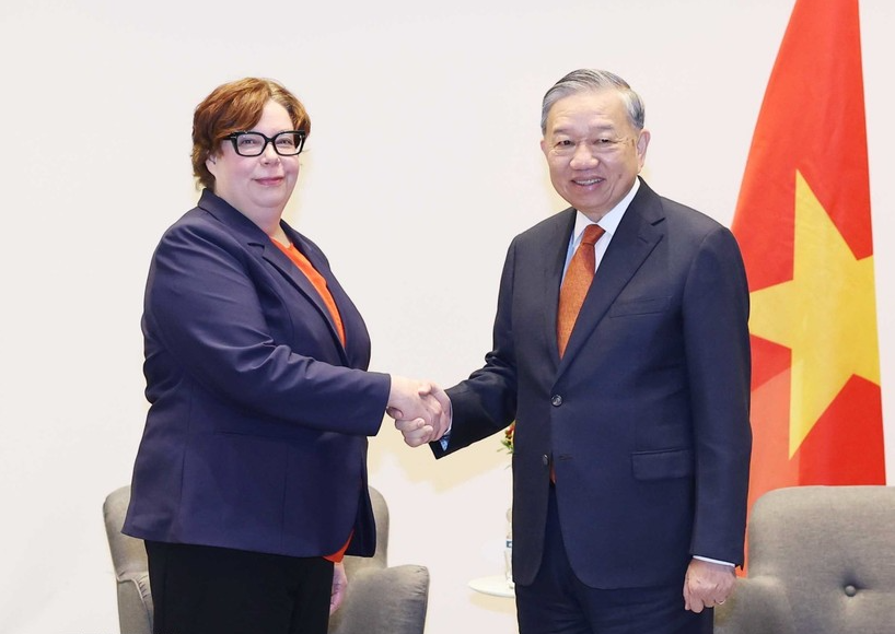 Tổng Bí thư Tô Lâm tiếp Chủ tịch Đảng Cộng sản Phần Lan Tiina Sandberg - Ảnh: TTXVN