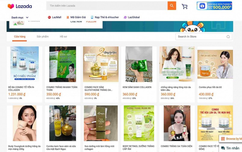 Sản phẩm giảm cân Ngân Collagen vẫn bán tràn lan trên mạng và sàn thương mại điện tử. Ảnh chụp màn hình Sản phẩm giảm cân Ngân Collagen vẫn bán tràn lan trên mạng và sàn thương mại điện tử. Ảnh chụp màn hình