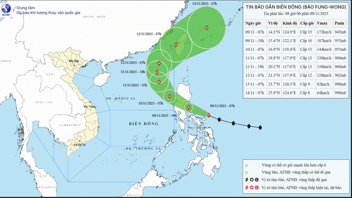Siêu bão số 14 sẽ vào Biển Đông, dự báo đổi hướng đi Đài Loan