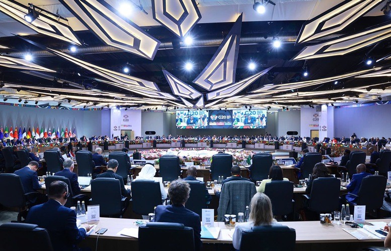 Đây là lần đầu tiên một hội nghị thượng đỉnh G20 được tổ chức tại châu Phi, là sự kiện quan trọng nhất khép lại Năm Chủ tịch G20 2025 của Nam Phi, và đánh dấu việc các nước thành viên G20 đều đã lần lượt giữ vai trò Chủ tịch của cơ chế này - Ảnh: VGP Đây là lần đầu tiên một hội nghị thượng đỉnh G20 được tổ chức tại châu Phi, là sự kiện quan trọng nhất khép lại Năm Chủ tịch G20 2025 của Nam Phi, và đánh dấu việc các nước thành viên G20 đều đã lần lượt giữ vai trò Chủ tịch của cơ chế này - Ảnh: VGP