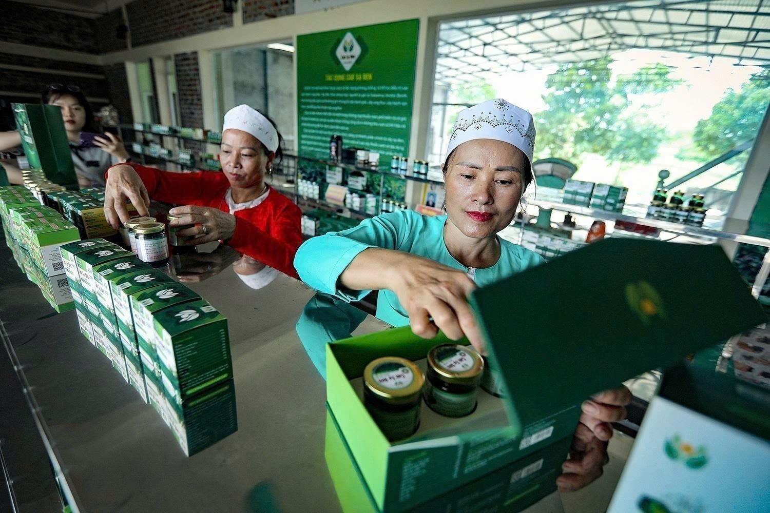 Đóng gói sản phẩm cao thảo dược chất lượng cao tại Hợp tác xã Yên Trị tại xã Yên Trị, huyện Yên Thủy, tỉnh Hòa Bình _Ảnh: TTXVN Đóng gói sản phẩm cao thảo dược chất lượng cao tại Hợp tác xã Yên Trị tại xã Yên Trị, huyện Yên Thủy, tỉnh Hòa Bình _Ảnh: TTXVN