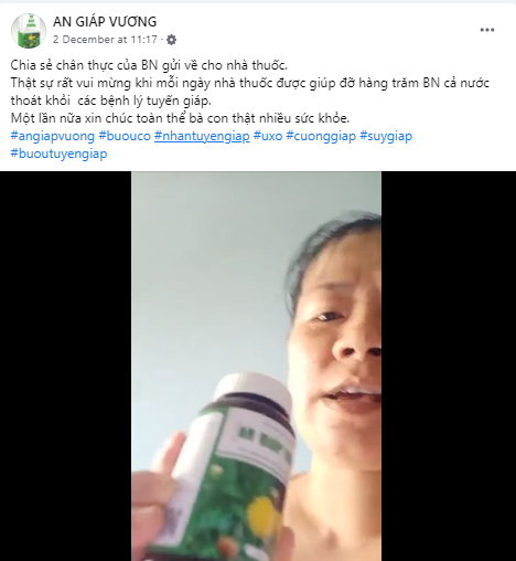 lời cảm ơn của bệnh nhân để quảng cáo thực phẩm