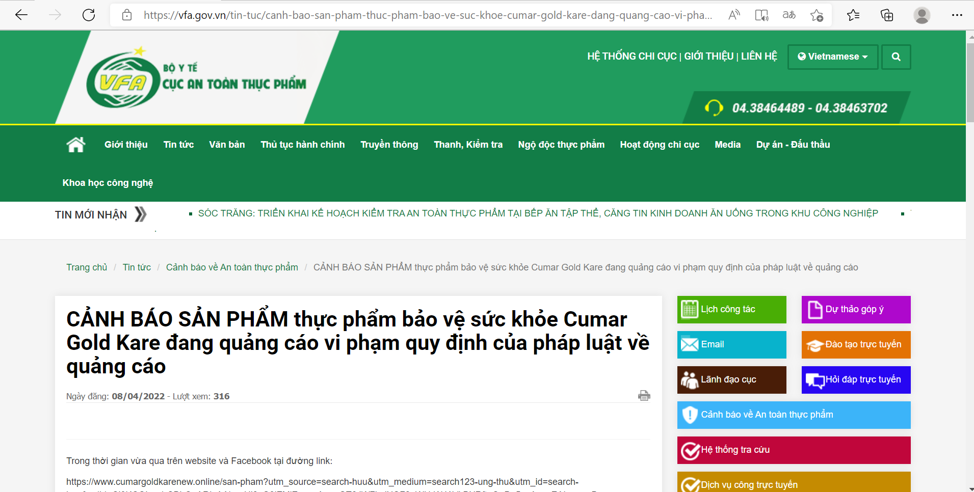 TPBVSK Cumar Gold Kare quảng cáo sai sự thật, lừa dối người tiêu dùng