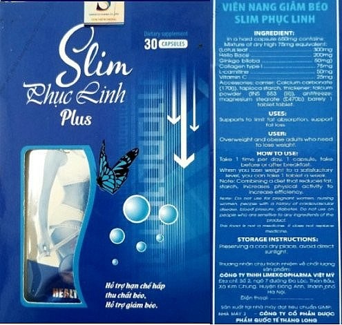 CẢNH BÁO: Sản phẩm TPBVSK Slim Phục Linh Plus có chứa chất cấm Sibutramine