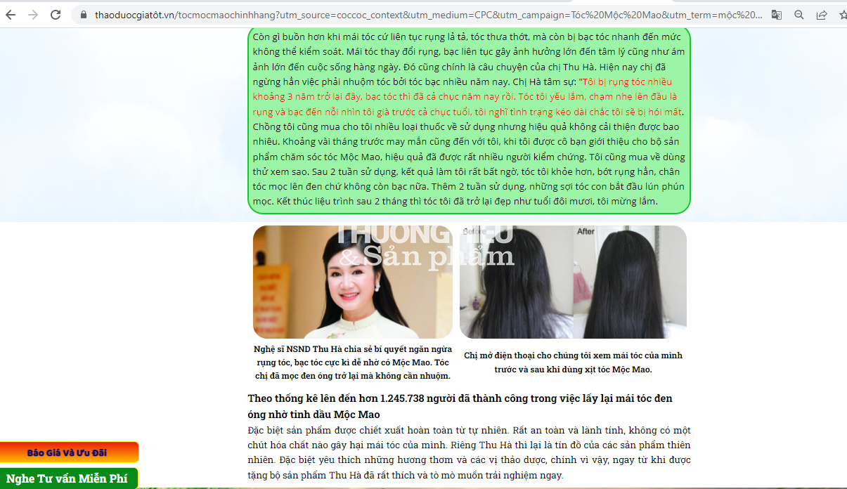 Người tiêu dùng cẩn trọng khi mua và dùng TPBVSK Mộc mao