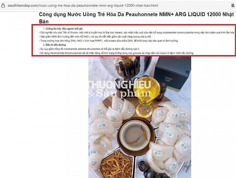 Người tiêu dùng cẩn trọng khi mua và sử dụng sản phẩm Peauhonnete NMN + ARG Liquid 12000