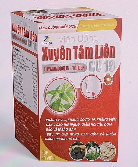 02 sản phẩm thực phẩm bảo vệ sức khỏe viên uống Xuyên Tâm Liên CV19 có logo TOÀN LỘC (vỏ hộp màu đỏ) 02 sản phẩm thực phẩm bảo vệ sức khỏe viên uống Xuyên Tâm Liên CV19 có logo TOÀN LỘC (vỏ hộp màu đỏ)