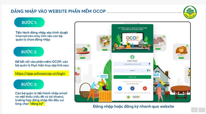 Các bước kết nối thông tin sản phẩm OCOP từng địa phương vào hệ thống thông tin OCOP quốc gia. Các bước kết nối thông tin sản phẩm OCOP từng địa phương vào hệ thống thông tin OCOP quốc gia.