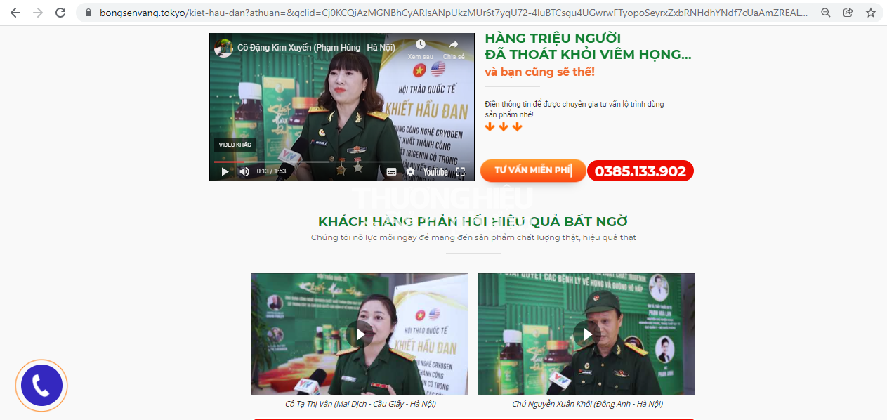 Khách hàng nói sản phẩm Khuyết hầu đan