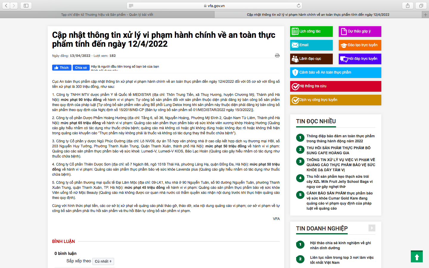 Cục An toàn thực phẩm