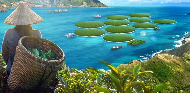 Hình ảnh minh họa nông trại nổi trồng lúa trên biển. Ảnh: Agrisea