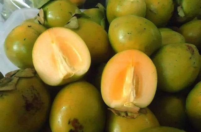 Hồng không hạt Bắc Kạn vỏ màu vàng đỏ khi chín, tai to, không cứng và có vị ngọt dịu đến ngọt đậm sau khi ngâm