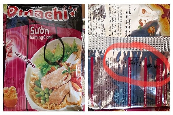 Hạn sử dụng cũng được tẩy xoá và dập mới trên gói mì Hạn sử dụng cũng được tẩy xoá và dập mới trên gói mì